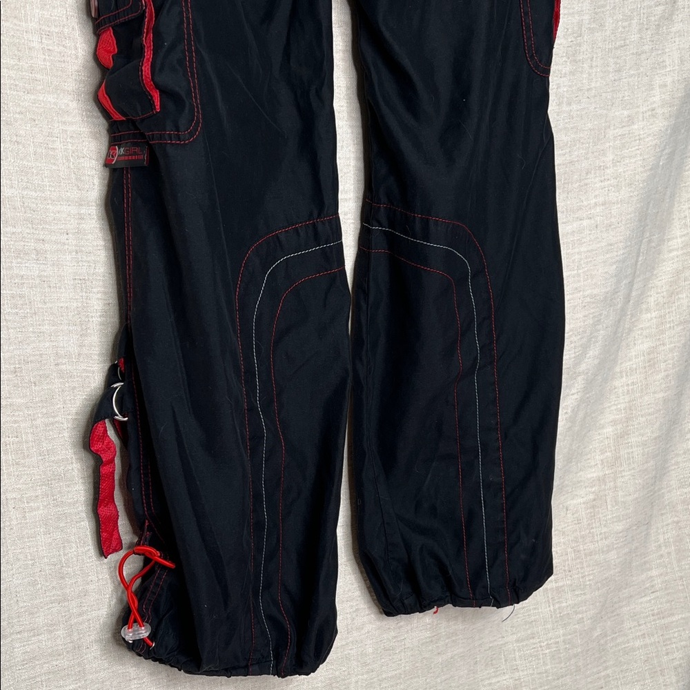 Vintage Y2K Kikgirl RaverBlack Cargo Pants with Red Accents - Picture 8 of 10